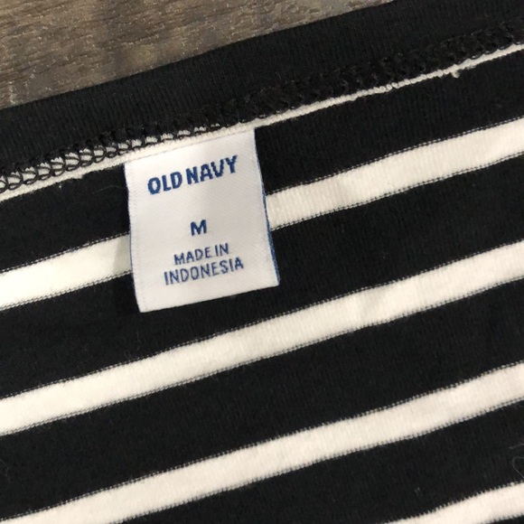 OLD NAVY BLACK/WHITE STRIPE LONG SLEEVE DRESS (M) - Picture 3 of 7